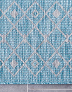 Unique Loom Outdoor Trellis Collection Area Rug - Tribal Trellis (10' 8" Square, Aqua/ Ivory)