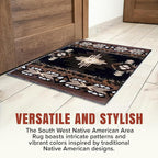 YHSF South West Native American Area Rug C318 - Easy Clean, Thick, Soft, Durable Native Tribal American Indian Inspired Rug for Bedroom/Living Room and More - Black, 3 Feet x 4 Feet 7 Inches