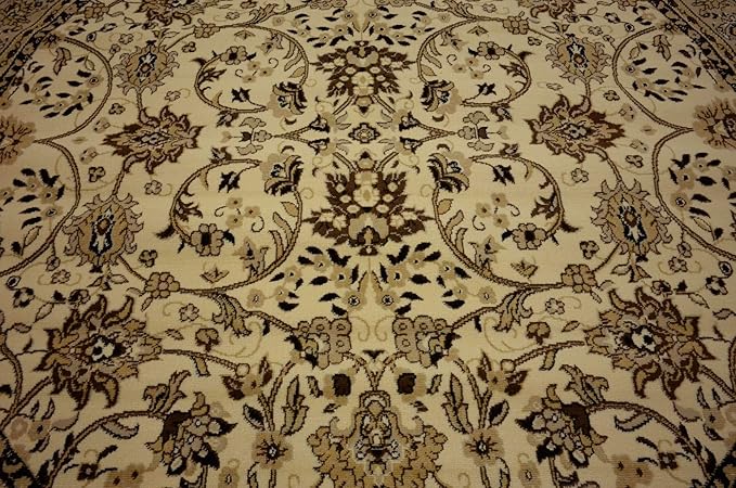 Unique Loom Sialk Hill Collection Area Rug - Washington (7' 10" Round Ivory/Black)