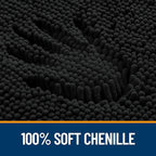 OLANLY Black Bathroom Rug 30x20, Extra Soft Absorbent Chenille Bath Rugs, Rubber Backing Quick Dry, Machine Washable Bath Mats for Bathroom Floor, Tub and Shower, Home Decor Accessories