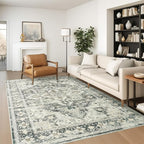 zesthome 5x7 Washable Rug-Stain Resistant Area Rugs for Living Room, Ultra-Thin Vintage Rugs, Non-Slip Backing Rug, Low Pile Large Area Rug, Boho Home Decor