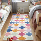 jinchan Macy Runner Rug 2x6 Kids Hallway Washable Rug Indoor Soft Non Slip Modern Diamond Carpet for Nursery Room Bedroom Kitchen Laundry Room Berries on Cream