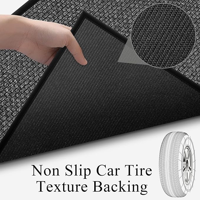 Hallway 10ft Runner Rug Non Slip, Water Absorbent Laundry Mat Black Kitchen Mat Sink Rug, Rubber Backed Indoor Entryway Rug Runner
