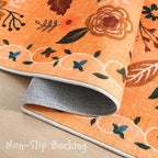 Rugcomf Door Mat Indoor Entrance 2x3 Rug Machine Washable Boho Floral Small Area Rug Non-Slip Low Pile Throw Rugs for Entryway, Kitchen, Front Door Indoor Entrance, Entry, Kids Room (Yellow)