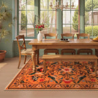 Moynesa Bedroom Rug 5x7, Washable Bohemian Scandinavian Orange Area Rugs for Living Room Dining Room Reading Coner, Modern Country Floral Bird Carpet, Fall Home Decor Non-Slip Protection