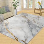 5x7 Abstract Marble Rugs for Bedroom - White-Marble Print Rug, Modern Luxury Rug Non Slip Soft Rugs for Living Room Hardwood Floors Teen Room