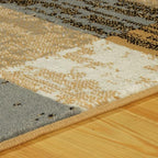 Superior Indoor Area Rug, Jute Backed, Modern Geometric Patchwork Floor Decor for Bedroom, Office, Living Room, Entryway, Hardwood Floors, Rockwood Collection, 3' x 5', Light Blue-Beige