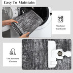 RUGSREAL Washable Round Rug 4x4 ft for Living Room Modern Round Rug Small Bedside Carpet with Rubber Backing Stain Resistant Small Entry Mat Neutral Circle Rug for Bedroom Nursery Home Decor, Grey