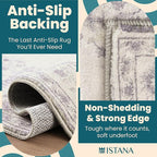 Istana Hallway Runner Rug 2.5x8 – Grey/White Cream Entryway Rug -Silk's Soft Touch Runners for Hallways - Stylish Kitchen Runner Rug Non Slip