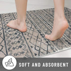 KUTA Boho Kitchen Runner 2x5 Brown Black Moroccan Washable Rug Non-Slip Vintage Hallway Runners Ultra Soft Distressed Geometric Floor Carpet for Bedroom Laundry Living Room
