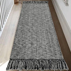 Collive Hallway Runner Rug, 2' x 6' Hand-Woven Reversible Washable , Black Cotton Modern Farmhouse Laundry Room Rug Long Carpet for Bathroom Sink Foyer Bedroom