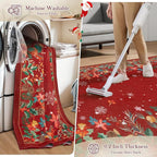 Wonnitar Christmas 8x10 Area Rugs for Living Room, Low Pile Soft Large Bedroom Rug, Non-Slip Washable Red Floral Snowflake Holiday Decor Floor Carpet for Dining Room(Christmas Red,8'x10')