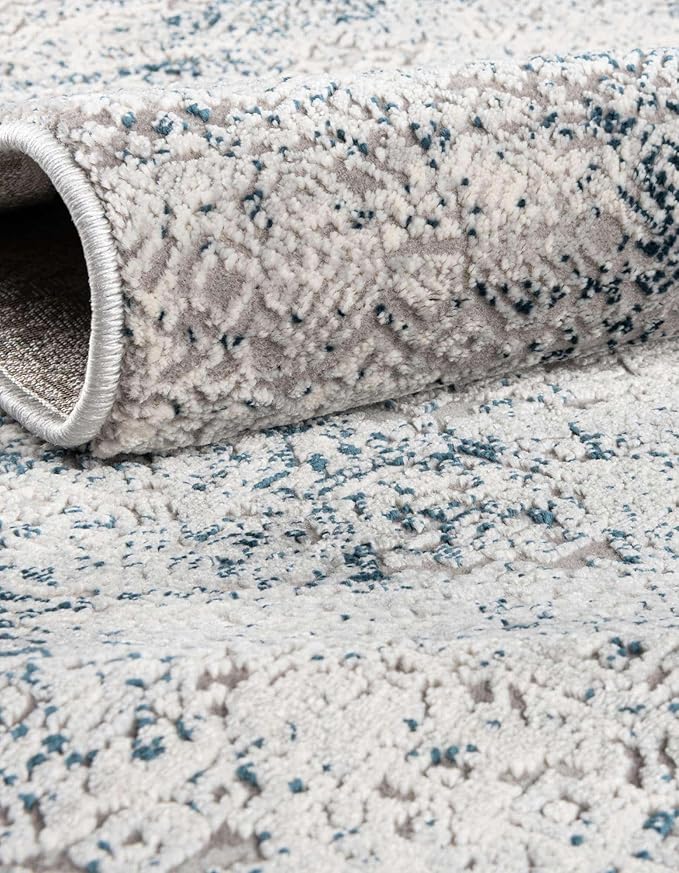 Unique Loom Finsbury Collection Area Rug - Sarah (5' 3" x 8' Oval, Blue/ Ivory)