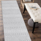 Lahome Moroccan Washable Rug Runner 2x10 Non-Slip Runner Rug for Kitchen Stain Resistant Grey Carpet Runners for Hallway 10 Ft, Modern Geometric Print Soft Floor Carpet for Bathroom Entryway Foyer