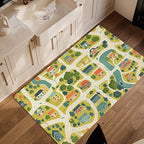Cute Map Cars Washable 3x5 Area Rugs for Living Room, Thin Low Pile Contemporary Carpet, Non-Slip Base Lightweight Rug
