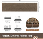 BEQHAUSE Hallway Runner Rugs 2x8, Hallway Rug Non-Slip Washable(Rolled-Up NO Creases), Runner Rug Absorbent Stain Resistant Hall Rug Carpet Runner, Entryway Rugs Floor Mat Laundry Room Rugs, Brown