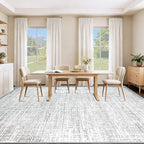 9x12 Area Rugs for Living Room, Washable Large Area Rug Neutral Modern Abstract Bedroom Rug Soft Non Slip Low Pile Stain Resistant Indoor Carpet for Kids Playroom Dining Room Office(Grey, 9'x12')