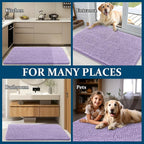 OLANLY Dog Door Mat for Muddy Paws 48x30, Absorbs Moisture and Dirt, Absorbent Non-Slip Washable Doormat, Quick Dry Chenille Mud Mat for Dogs, Entry Indoor Entryway Carpet for Inside Floor, Lavender