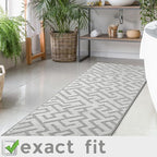 11ft Custom Hallway Rug - Deco Grey | Non-Slip Rubber Backed | Washable & Pet Friendly | Edge Bound
