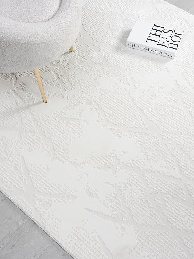 Adel Modern Area Rug for Living Room, 8x10 Rustic Distressed Abstract Large Cream Neutral Rug, Medium Pile Stain Resistant Carpet for Bedroom, Dining Room or Kitchen (8' x 10', Cream)