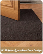 Color&Geometry Ultra-Thin Indoor Door Mat, 24"x36" Low-Profile Non-Slip Entryway Rug with Modern Geometric Texture, Washable Doormat for Indoor Entrance, Front Door, Brown (Rolled-up NO Creases)