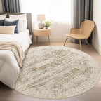 8x8 Brown Round Rug 8ft Living Room Circle Rug Vintage Round Area Rug Non Slip Indoor Carpet for Apartment