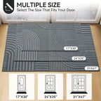 Front Door Mat 24''x35'', Absorbent Muddy Dirt Resist Washable Non Slip Low-Profile Indoor Doormat, Easy Clean Welcome Entryway Door Mats, Grey