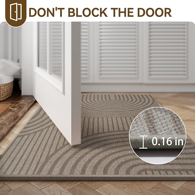 Front Door Mat 24''x35'', Absorbent Muddy Dirt Resist Washable Non Slip Low-Profile Indoor Doormat, Easy Clean Welcome Entryway Door Mats, Brown