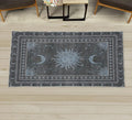 Ambesonne Sun and Moon Decorative Rug, Bohemian Artwork Design of Crescent Solar Ornament Esoteric Stars Ornaments, Quality Carpet for Bedroom Dorm and Living Room, 2' x 5', Pale Blue