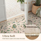 5x8 Non-Slip Insect Print Rug - Indoor Low Pile Machine Washable Bug Rug for Entryway, Front Door, Nursery, Bedroom, Kitchen, Laundry (5'x8' Beige Green)