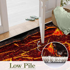 Visual Illusion Lava Area Rug, 3x5ft, 3D Red Flame Volcanic Rock Carpet for Living Room, Fade Resistant Absorbent Floor Mat, No Crease Foldable Soft Low Pile Rugs for Bedside Hallway