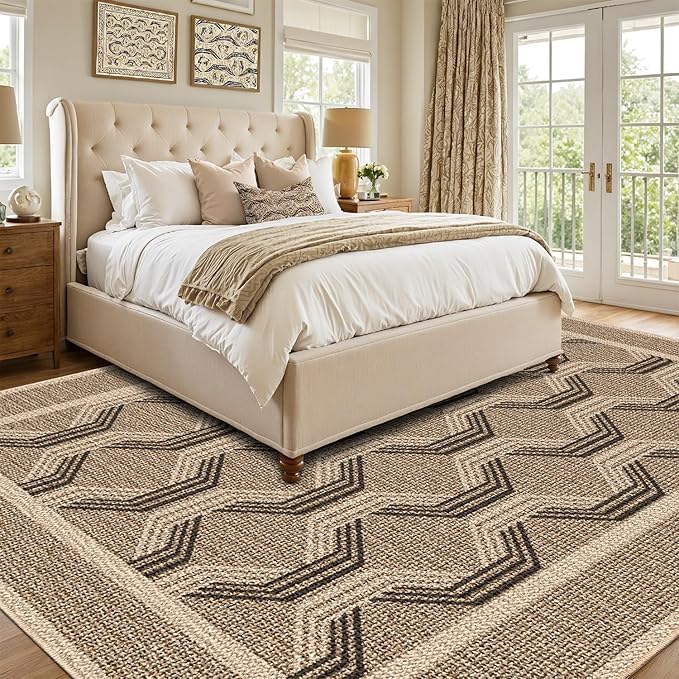LUMI 8x10 Washable Area Rug for Living Room, Ultra Soft Modern Abstract Rugs Non Slip with Rubber Backing, Low Profile, High Traffic, Stain Resistant Carpets, Ideal for Bedroom, Dining Room, Indoor