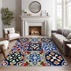 Moroccan Trellis Rugs 8x10-2x3 ft, Moroccan Tile Rug, Colorful Trellis Area Rug, Geometric Patchwork Washable Door Mat for Entryway, Kitchen, Oriental Traditional Home Decor & Gifts