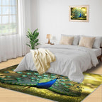 Peacock Rug 4x5-4x5 Rug, Wonderful Peacock Area Rugs for Bedroom, Nature Rugs for Living Room, Modern Style Washable Mat, Aesthetics Carpet - Peafowl Home Decor & Gifts