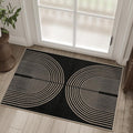 Easy Jute Rainbow Entryway Rug, 2x3 Black Washable Non-Slip Indoor Outdoor Doormat, Boho Farmhouse Small Kitchen Rug Modern Abstract Throw Rugs for Entrance Bedroom Bathroom