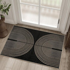 Easy Jute Rainbow Entryway Rug, 2x3 Black Washable Non-Slip Indoor Outdoor Doormat, Boho Farmhouse Small Kitchen Rug Modern Abstract Throw Rugs for Entrance Bedroom Bathroom
