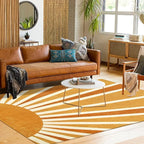 Lahome Boho Area Rug: 4'x6' Machine Washable & Non-Slip with Rainbow Sun Print for Living Room, Bedroom, Nursery, Entryway, Dining Room & Office Decor