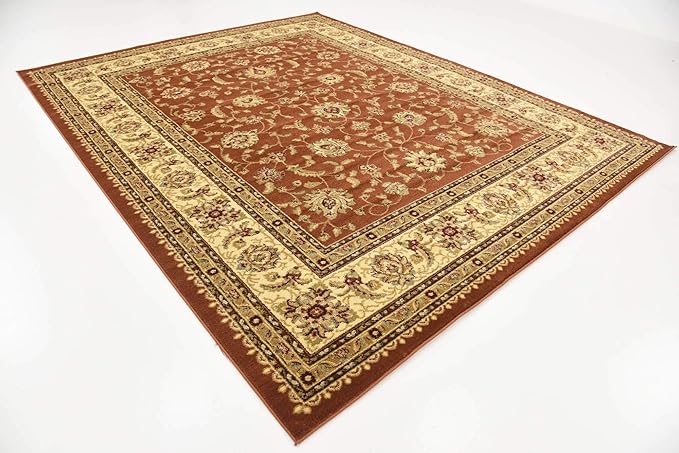 Unique Loom Voyage Collection Traditional Oriental Classic Intricate Design Area Rug (8' 0 x 10' 0 Rectangular, Terracotta/Ivory)