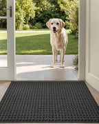 DEXI Front Entryway Door Mat Non Slip 32x48, Washable Entry Way Mats Inside Entrance Low Profile, Welcome Doormat Dirt Trapper for House Floor Home Porter Hall Backdoor Area, Dark Grey
