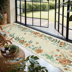 Lahome Floral Washable Runner Rug, 2'6''x8' Soft Hallway Rug Non Slip, Boho Ultra-Thin Kitchen Runners for Hallways with Rubber Backing Carpet for Laundry Bedroom Bathroom(Beige)