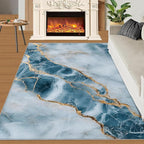 5x7 Abstract Marble Rugs for Bedroom - Blue-White-Marble Print Rug, Luxury Stone Pattern Rug Non Slip Soft Rugs for Living Room Hardwood Floors Teen Room
