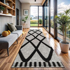CAMILSON Modern Runner Rug 2x7 Luxury Diamond Pattern Micro Loop Hallway Rugs Soft High-Low Pile Stain Resistant Easy to Clean Non-Shedding Durable Entryway Kitchen Indoor Area Carpet (Black/Gray)
