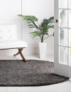 Unique Loom Solid Shag Collection Area Rug (7' 10" x 10' Oval, Graphite Gray)