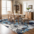 Modern Large Floral Non-Slip (Non-Skid) Area Rug 8 x 10 (7' 10" x 10') Gray-Blue
