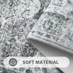 Uphome Gray Bath Mat, Distressed Farmhouse Boho Bathroom Rugs, Super Cozy Velvet Small Bathroom Mats, Non Slip Machine Washable Bathroom Floor Mat for Toilet Sink Shower, 18x26 inch