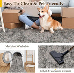 5x7 Washable Vintage Area Rug Black Grey Living Room Bedroom Carpet Non-Slip Soft Low Pile Distressed Indoor Throw Rug for Dining Room Entryway Office