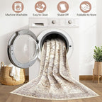 Runner Rug Kitchen Washable Rugs: 2x6 Non-Slip Boho Soft Vintage Stain Resistant Indoor Floor Neutral Farmhouse Throw Carpet for Hallway Bathroom Laundry Room Entryway Bedroom- Brown