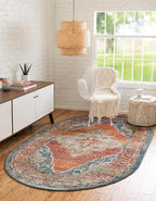 Unique Loom Isabella Collection Area Rug - Rossellini (7' 10" x 10' Oval, Rust Red/ Beige)