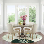 Lahome Green Washable Round Rug - 6Ft Round Area Rug for Living Room Throw Soft Boho Round Rug Large Non-Slip Round Dining Room Rug, Botanical Print Round Carpet for Bedroom Entryway Classroom Dorm