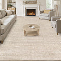 10x12 Area Rug Living Room: Washable Large Vintage Beige Rugs Neutral Non-Slip Soft Stain Resistant Indoor Carpet for Bedroom Nursery Dining Room Under Table Bed Home House Office Playroom